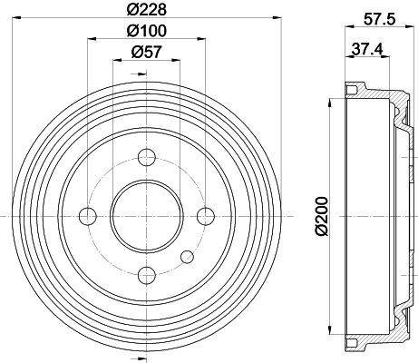 MINTEX MBD013: Piduritrummel 228mm, ilma rattakeskmeta, ilma rattalaagrita, ilma rattakinnituspoltideta