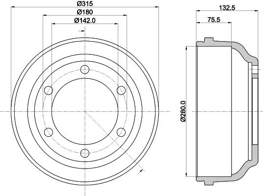 MINTEX MBD017: Piduritrummel 315mm, ilma rattakeskmeta, ilma rattalaagrita, ilma rattakinnituspoltideta