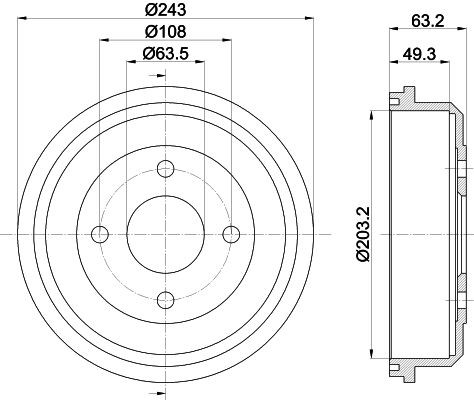 MINTEX MBD022: Piduritrummel 243mm, ilma rattakeskmeta, ilma rattalaagrita, ilma rattakinnituspoltideta