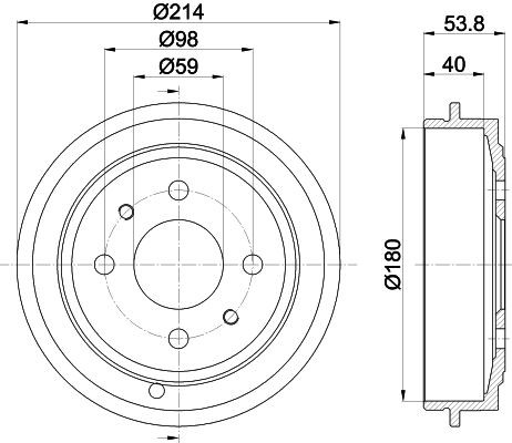 MINTEX MBD023: Piduritrummel 214mm, ilma rattakeskmeta, ilma rattalaagrita, ilma rattakinnituspoltideta