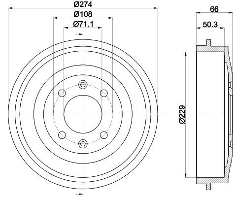 MINTEX MBD030: Bremžu trumulis 274mm, bez riteņa rumbas, bez riteņa rumbas gultņa, bez riteņu stiprināšanas skrūvēm