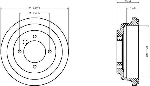 MINTEX MBD033: Tambur frana 229mm, fara butuc roata, fara rulment roata, fara suruburi de fixare roata