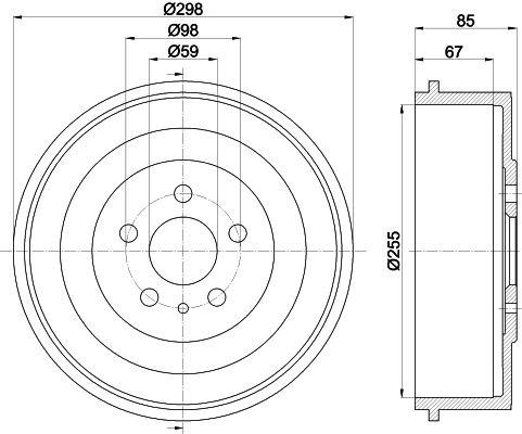 MINTEX MBD034: Piduritrummel 298mm, ilma rattakeskmeta, ilma rattalaagrita, ilma rattakinnituspoltideta