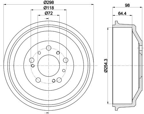 MINTEX MBD041: Piduritrummel 298mm, ilma rattakeskmeta, ilma rattalaagrita, ilma rattakinnituspoltideta