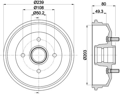 MINTEX MBD052: Bromstrumma 239mm, med hjulnav, utan hjullager, med hjulbultar