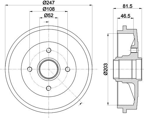 MINTEX MBD056: Piduritrummel 247mm, koos rattakeskmega, ilma rattalaagrita, ilma rattakinnituspoltideta