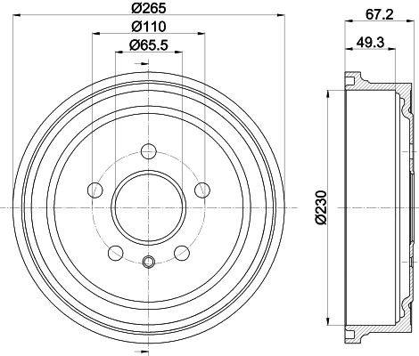 MINTEX MBD063: Piduritrummel 265mm, ilma rattakeskmeta, ilma rattalaagrita, ilma rattakinnituspoltideta