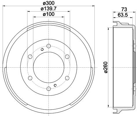 MINTEX MBD068: Piduritrummel 300mm, ilma rattakeskmeta, ilma rattalaagrita, ilma rattakinnituspoltideta
