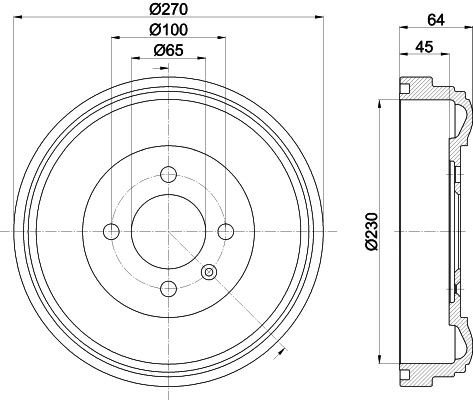 MINTEX MBD070: Piduritrummel 270mm, ilma rattakeskmeta, ilma rattalaagrita, ilma rattakinnituspoltideta