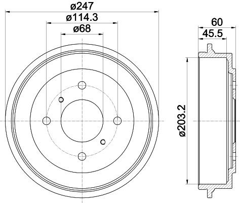 MINTEX MBD144: Piduritrummel 247mm, ilma rattakeskmeta, ilma rattalaagrita, ilma rattakinnituspoltideta