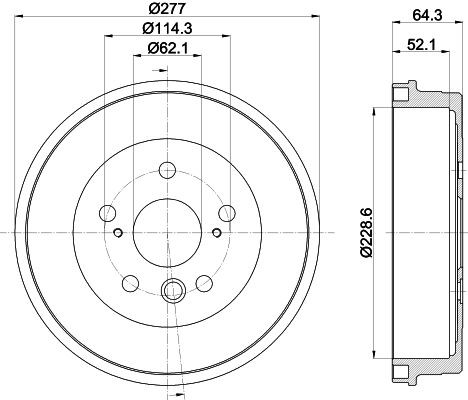 MINTEX MBD154: Piduritrummel 277mm, ilma rattakeskmeta, ilma rattalaagrita, ilma rattakinnituspoltideta