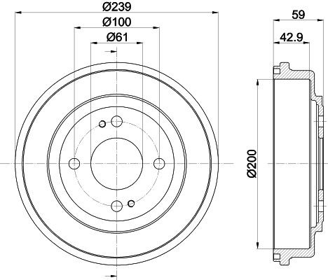 MINTEX MBD220: Piduritrummel 239mm, ilma rattakeskmeta, ilma rattalaagrita, ilma rattakinnituspoltideta