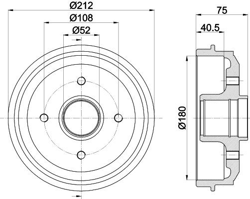 MINTEX MBD227: Piduritrummel 212mm, koos rattakeskmega, ilma rattalaagrita, ilma rattakinnituspoltideta