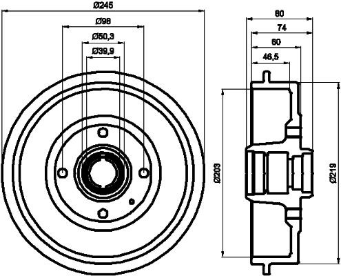 MINTEX MBD232: Piduritrummel 245mm, koos rattakeskmega, ilma rattalaagrita, ilma rattakinnituspoltideta