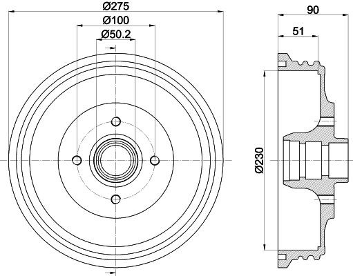 MINTEX MBD237: Bremžu trumulis 275mm, ar riteņa rumbu, bez riteņa rumbas gultņa, bez riteņu stiprināšanas skrūvēm