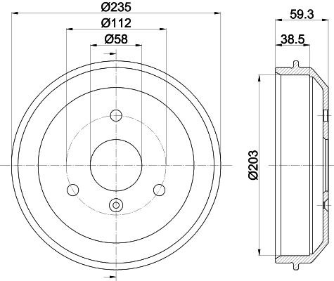 MINTEX MBD241: Piduritrummel 235mm, ilma rattakeskmeta, ilma rattalaagrita, ilma rattakinnituspoltideta