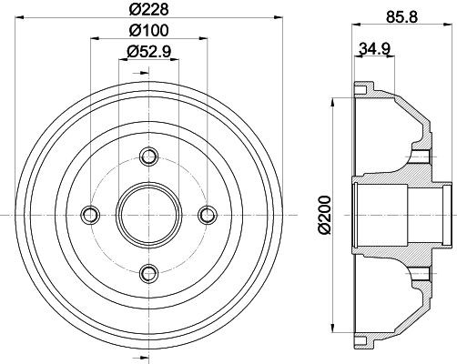 MINTEX MBD246: Piduritrummel 228mm, koos rattakeskmega, ilma rattalaagrita, ilma rattakinnituspoltideta