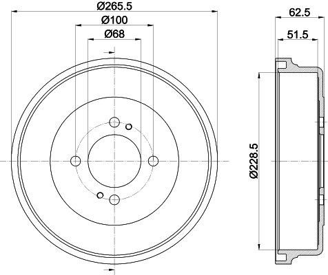 MINTEX MBD271: Piduritrummel 266mm, ilma rattakeskmeta, ilma rattalaagrita, ilma rattakinnituspoltideta