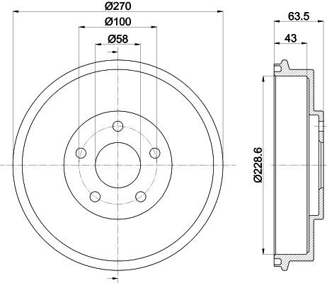 MINTEX MBD282: Piduritrummel 270mm, ilma rattakeskmeta, ilma rattalaagrita, ilma rattakinnituspoltideta