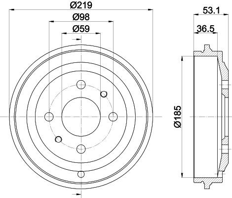 MINTEX MBD299: Piduritrummel 219mm, ilma rattakeskmeta, ilma rattalaagrita, ilma rattakinnituspoltideta
