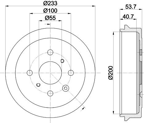 MINTEX MBD303: Piduritrummel 233mm, ilma rattakeskmeta, ilma rattalaagrita, ilma rattakinnituspoltideta