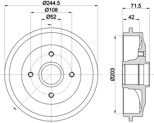 MINTEX MBD304: Piduritrummel 244mm, koos rattakeskmega, ilma rattalaagrita, ilma rattakinnituspoltideta
