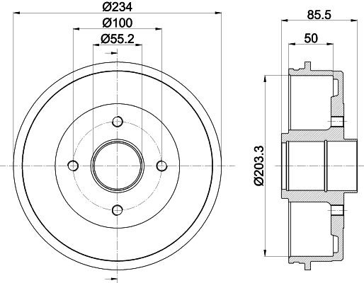 MINTEX MBD309: Piduritrummel 234mm, koos rattakeskmega, ilma rattalaagrita, ilma rattakinnituspoltideta