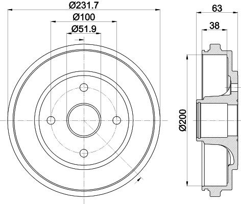 MINTEX MBD311: Piduritrummel 232mm, koos rattakeskmega, ilma rattalaagrita, ilma rattakinnituspoltideta