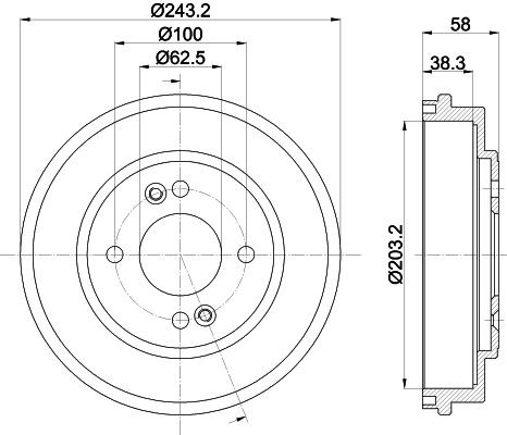 MINTEX MBD312: Piduritrummel 243mm, ilma rattakeskmeta, ilma rattalaagrita, ilma rattakinnituspoltideta