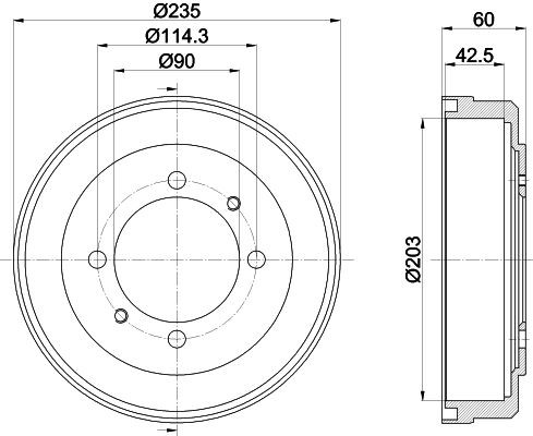 MINTEX MBD315: Piduritrummel 235mm, ilma rattakeskmeta, ilma rattalaagrita, ilma rattakinnituspoltideta