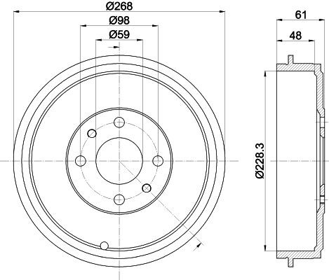 MINTEX MBD319: Piduritrummel 268mm, ilma rattakeskmeta, ilma rattalaagrita, ilma rattakinnituspoltideta