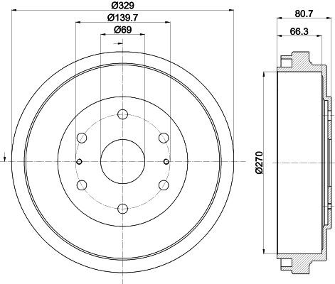 MINTEX MBD321: Piduritrummel 329mm, ilma rattakeskmeta, ilma rattalaagrita, ilma rattakinnituspoltideta