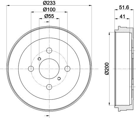 MINTEX MBD325: Piduritrummel 233mm, ilma rattakeskmeta, ilma rattalaagrita, ilma rattakinnituspoltideta