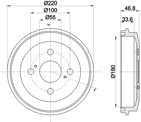 MINTEX MBD344: Tambur frana 220mm, fara butuc roata, fara rulment roata, fara suruburi de fixare roata