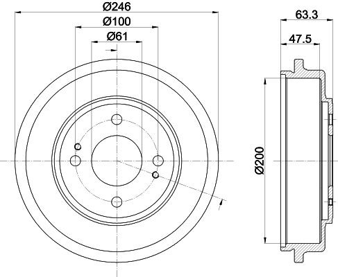MINTEX MBD349: Piduritrummel 246mm, ilma rattakeskmeta, ilma rattalaagrita, ilma rattakinnituspoltideta