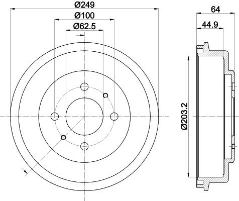 MINTEX MBD378: Tambur frana 249mm, fara butuc roata, fara rulment roata, fara suruburi de fixare roata