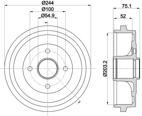 MINTEX MBD386: Piduritrummel 244mm, koos rattakeskmega, ilma rattalaagrita, ilma rattakinnituspoltideta