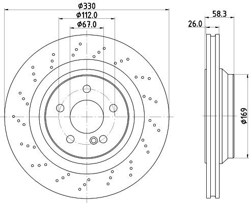 MINTEX MDC1669: Piduriketas Ø: 330mm, sisemine õhutus, perforeeritud, Ø: 330mm, ilma rattakeskmeta, ilma rattalaagrita, ilma rattakinnituspoltideta