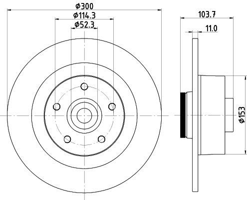 MINTEX MDC2305: Piduriketas Ø: 300mm, täis, Ø: 300mm, teljemutriga, koos integreeritud magnetilise anduriga, koos rattalaagriga, ilma rattakinnituspoltideta, koos rattakeskmega