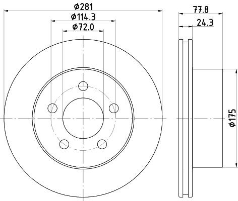 MINTEX MDC2491: Piduriketas Ø: 281mm, sisemine õhutus, Ø: 281mm, ilma rattakeskmeta, ilma rattalaagrita, ilma rattakinnituspoltideta
