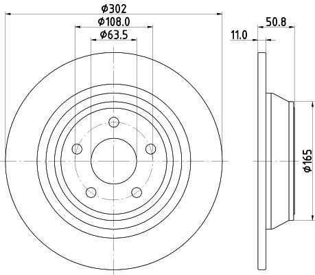 MINTEX MDC2663: Disc de frână Ř: 302mm, plin, Ř: 302mm, fara butuc roata, fara rulment roata, fara suruburi de fixare roata