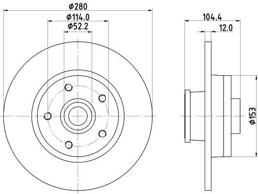 MINTEX MDC2677: Piduriketas Ø: 280mm, täis, Ø: 280mm, teljemutriga, koos ABS-andurirõngaga, koos rattalaagriga, ilma rattakinnituspoltideta, koos rattakeskmega