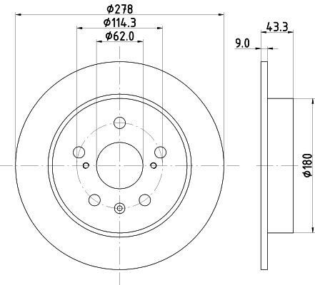 MINTEX MDC2715: Bremseskive Ø: 278mm, fullt ut, Ø: 278mm, uten hjulnav, uten hjullager, uten hjulfestebolt