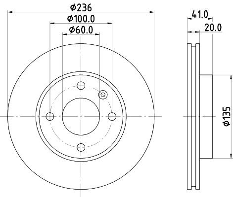 MINTEX MDC2718: Disco freno Ø: 236mm, ventilazione interna, Ø: 236mm, senza mozzo portaruota, senza cuscinetto ruota, senza bullone fissaggio ruota