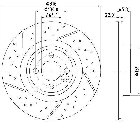 MINTEX MDC2725: Piduriketas Ø: 316mm, sisemine õhutus, piludega, perforeeritud, Ø: 316mm, ilma rattakeskmeta, ilma rattalaagrita, ilma rattakinnituspoltideta
