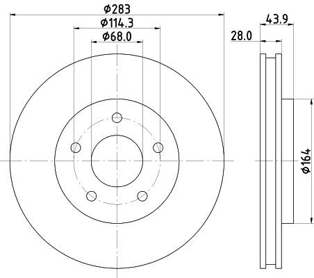 MINTEX MDC2732: Piduriketas Ø: 283mm, sisemine õhutus, Ø: 283mm, ilma rattakeskmeta, ilma rattalaagrita, ilma rattakinnituspoltideta