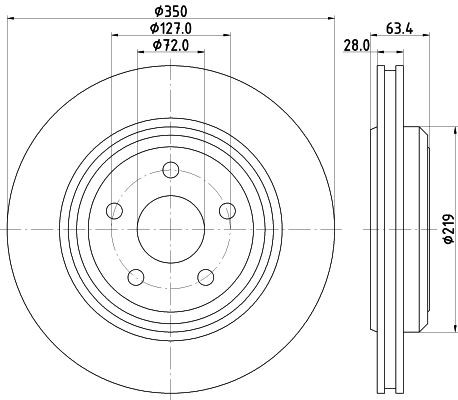 MINTEX MDC2738: Piduriketas Ø: 350mm, välisõhutus, Ø: 350mm, ilma rattakeskmeta, ilma rattalaagrita, ilma rattakinnituspoltideta