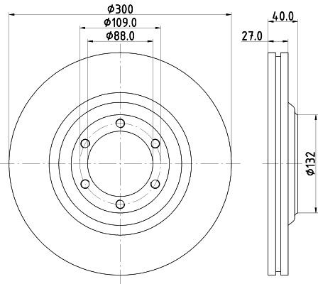 MINTEX MDC2742: Disc de frână Ř: 300mm, ventilat interior, Ř: 300mm, fara butuc roata, fara rulment roata, fara suruburi de fixare roata