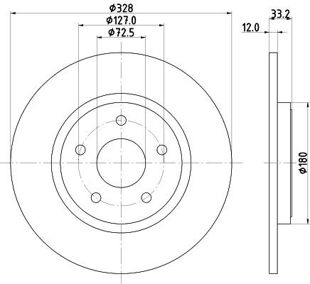 MINTEX MDC2754: Disc de frână Ř: 328mm, plin, Ř: 328mm, fara butuc roata, fara rulment roata, fara suruburi de fixare roata