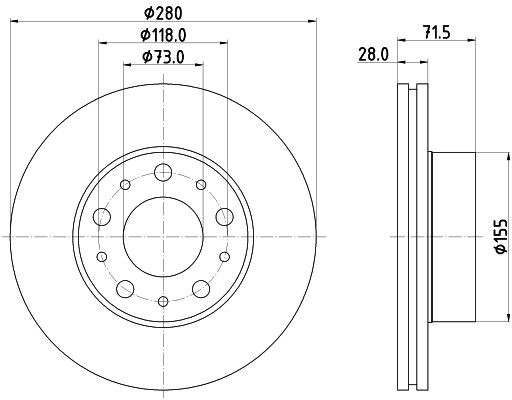 MINTEX MDC2755: Piduriketas Ø: 280mm, sisemine õhutus, Ø: 280mm, ilma rattakeskmeta, ilma rattalaagrita, ilma rattakinnituspoltideta